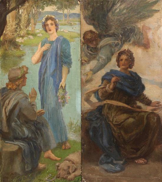 William Edward Frank Britten (1848-1916) Classical scenes, 22 x 10in., unframed